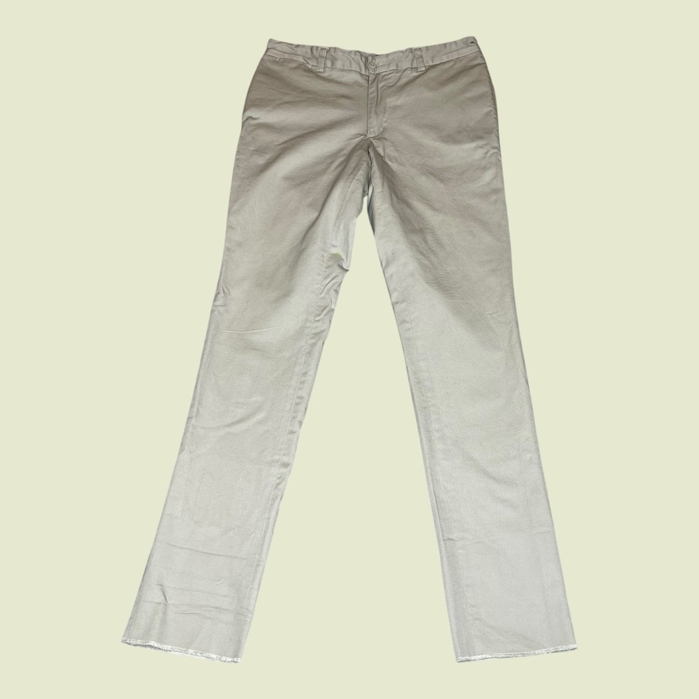 Jack Donnelly Mens Khaki Chino Pants Size W36 L36 Made USA Unhemmed Slim Tapered